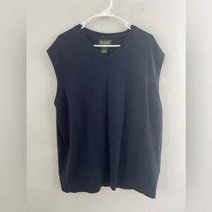 Eddie Bauer Mens‎ 100 % Cotton Sweater Vest Size Navy  V-neck Sleeveless XXL